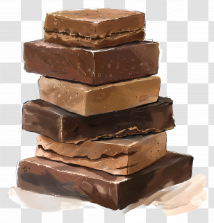Stack Of Fudge - Stacked Chocolate Bars Illustration For Sweet Food Transparent PNG