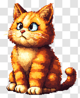 Pixel Cat - Cute Orange Cat Illustration Transparent PNG