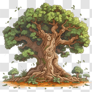 Oak Tree - Detailed Ancient Tree Illustration Transparent PNG