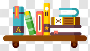 Book - Colorful Books On A Shelf Transparent PNG