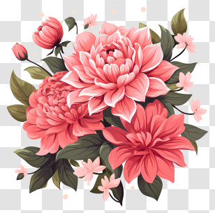 Hand Drawn Pink Flower - Pink Romantic Flowers Bouquet Transparent PNG