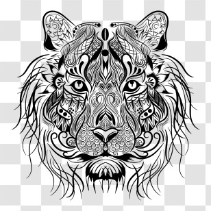 Bear Logo - Intricate Artistic Tiger Face Design Transparent PNG