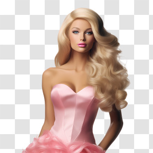 Barbie Girl - Blonde Fashion Doll In Pink Dress Transparent PNG