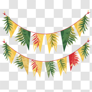 String Garland - Vibrant Leafy Flag Banner For Festive Occasions Transparent PNG