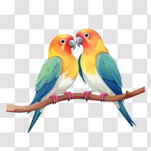 Love Birds
 - Colorful Lovebirds On A Branch Transparent PNG
