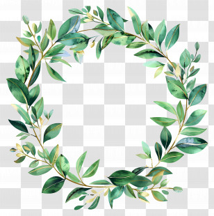 Leaf Wreath - Beautiful Green Leaf Wreath Design Transparent PNG