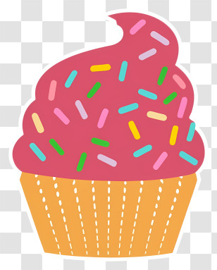 Pink Cupcake - Cupcake With Pink Icing And Colorful Sprinkles Transparent PNG