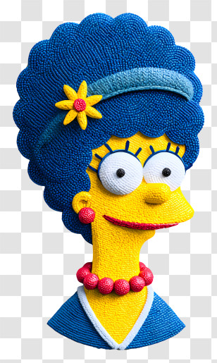 Marge Simpson - Blue-haired Cartoon Character With Red Necklace Transparent PNG