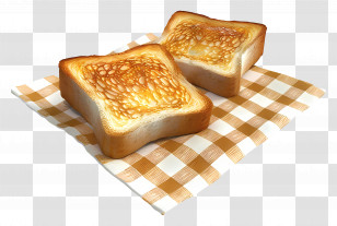 Toasted Bread - Golden Toast On Checkered Cloth Transparent PNG