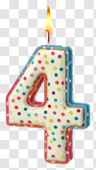 Number 4 Birthday Candle - Colorful Number 4 Birthday Candle Transparent PNG