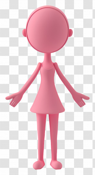 Girl Stick Figure - Minimalist Pink Cartoon Character Design Transparent PNG
