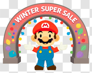 Mario Winter Sale - Winter Super Sale Cartoon Mario Transparent PNG