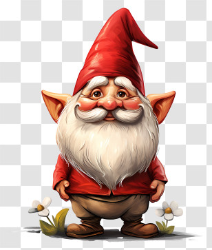 Gnome - Whimsical Garden Gnome Wearing A Red Hat Transparent PNG