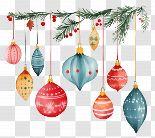 Hanging Christmas Balls - Hanging Festive Christmas Ornaments Transparent PNG