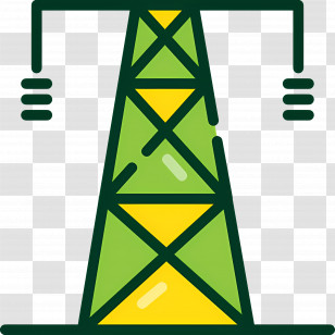 Electrical Transmission - Green Electric Transmission Tower Transparent PNG