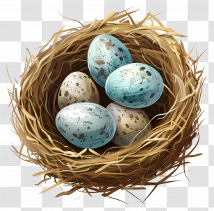 Bird Eggs - Bird Nest With Eggs Illustration Transparent PNG