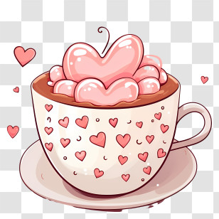 Coffee Cup - Heart-Themed Pink Coffee Cup Illustration Transparent PNG
