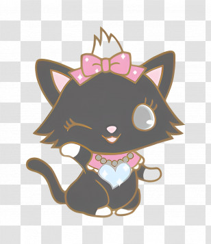 Jewelpets - Black Cat With Bow Cartoon Character Transparent PNG