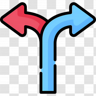 Two Direction Arrow - Decision-Making Path Icon With Red And Blue Arrows Transparent PNG