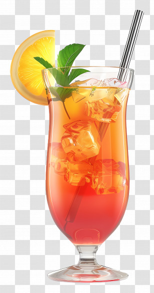 Cocktail - Refreshing Orange Cocktail With Ice Transparent PNG