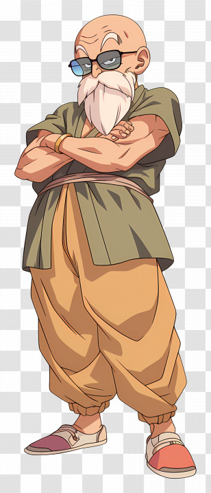 Master Roshi - Cartoon Style Elderly Man With Glasses Transparent PNG