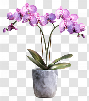 Potted Orchid Flowers - Delicate Pink Orchids In A Pot Transparent PNG