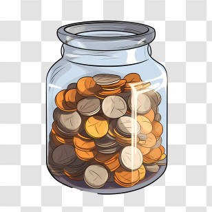 World Thrift Day - Jar Of Coins Illustration Transparent PNG