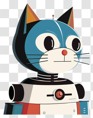 Cat Robot - Humorous Robotic Cat Illustration Transparent PNG