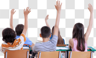 School - Students Raising Hands In Class Transparent PNG
