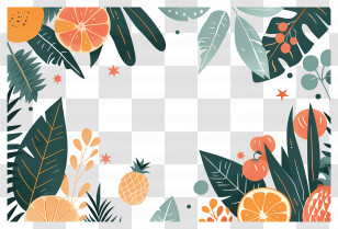 Summer Background - Tropical Fruit And Leafy Border Design Transparent PNG