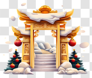 Emoji - Golden Temple Gate With Snow Transparent PNG