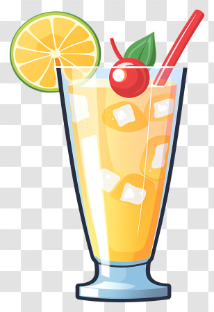 Yellow Drink - Refreshing Orange Juice Cocktail With Garnish Transparent PNG