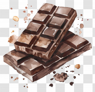 Chocolate Bar - Delicious Chocolate Bars Watercolor Art Transparent PNG