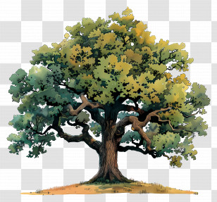 Oak Tree - Realistic Big Green Tree Painting Transparent PNG