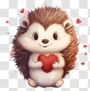Valentine Hedgehog - Cute Cartoon Hedgehog Holding A Heart Transparent PNG