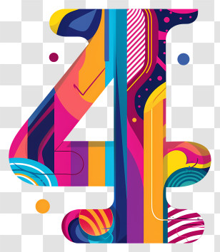 Number 4 - Colorful And Vibrant Number 4 Graphic Transparent PNG