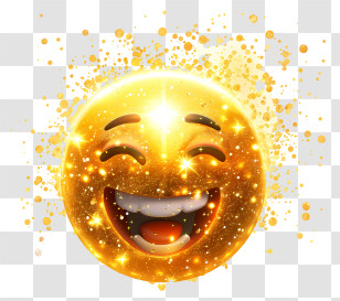 Sparkle - Golden Sparkling Happy Emoji Transparent PNG