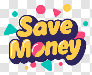 Save Money - Save Money Colorful Text Logo Transparent PNG