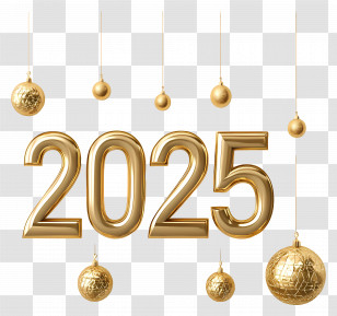 2025 Gold - Golden 2025 Number Decoration For New Year Transparent PNG
