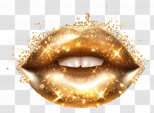 Glitter Kiss - Golden Glittery Lips Shining Bright Transparent PNG