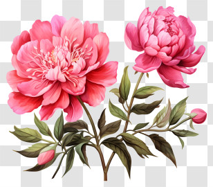 Watercolor Pink Flower - Beautiful Pink Peony Blossoms Transparent PNG