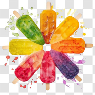 Popsicle - Colorful Popsicles In Circular Arrangement Transparent PNG