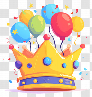 Birthday Crown - Crown With Balloons Transparent PNG