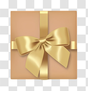 Art - Golden Gift Box With Ribbon For Special Occasions Transparent PNG
