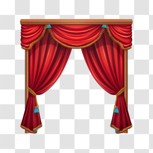 Red Curtain - Red Stage Curtain With Gold Decorations Transparent PNG