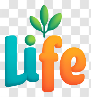 Life Logo - Life Colorful 3D Word Logo With Leaf Transparent PNG