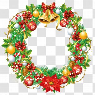 Mistletoe Christmas Wreath Clip Art - Decor - Clipart Image Transparent PNG