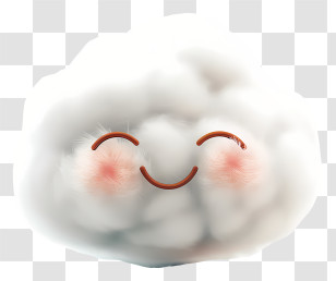3d Cartoon Fuzzy - Smiling White Fluffy Cartoon Cloud Transparent PNG