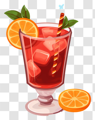 Red Drink - Orange Cocktail Drink With Ice Cubes Transparent PNG