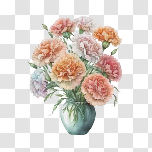 Watercolor Carnations
 - Beautiful Vase Of Carnation Flowers In Pastel Shades Transparent PNG